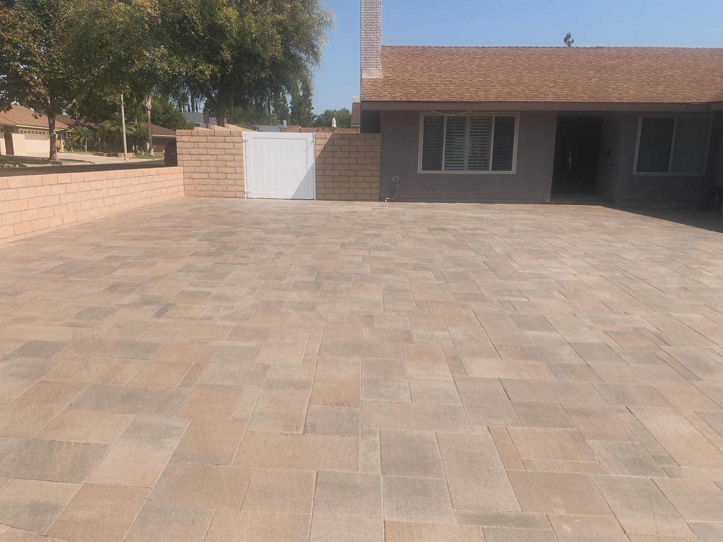 Paver driveway with block wall